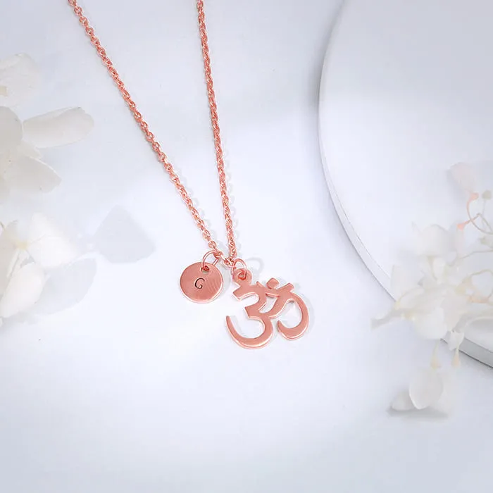 Rose Gold Personalised Om Pendant With Link Chain Giva