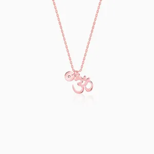 Rose Gold Personalised Om Pendant With Link Chain Giva