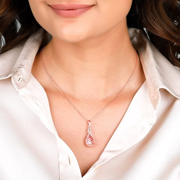 Rose Gold Pious Love Pendant With Link Chain Giva