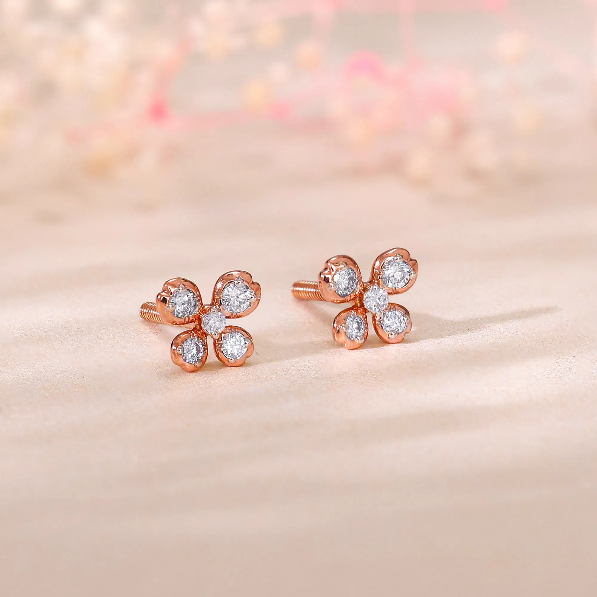 Rose Gold Primrose Diamond Earrings Giva