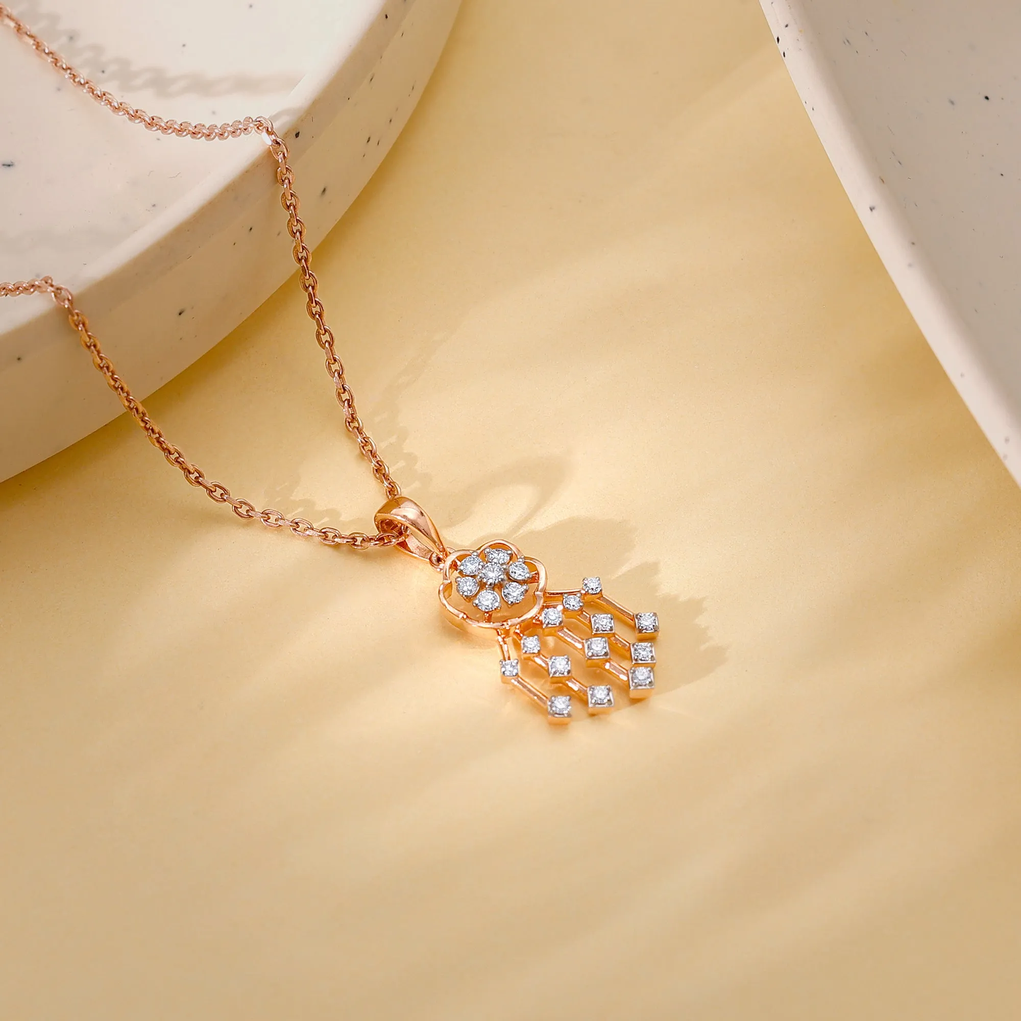 Rose Gold Radiant Bloom Diamond Pendant Giva