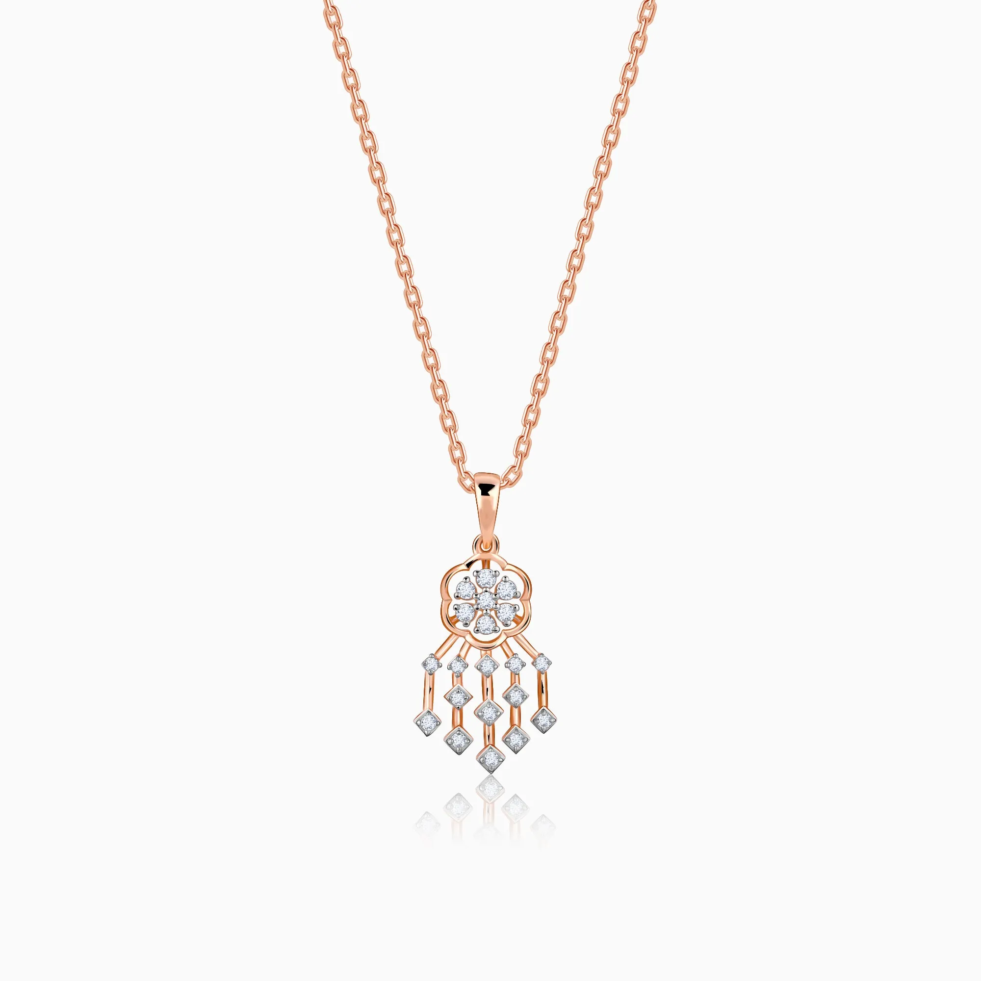 Rose Gold Radiant Bloom Diamond Pendant Giva