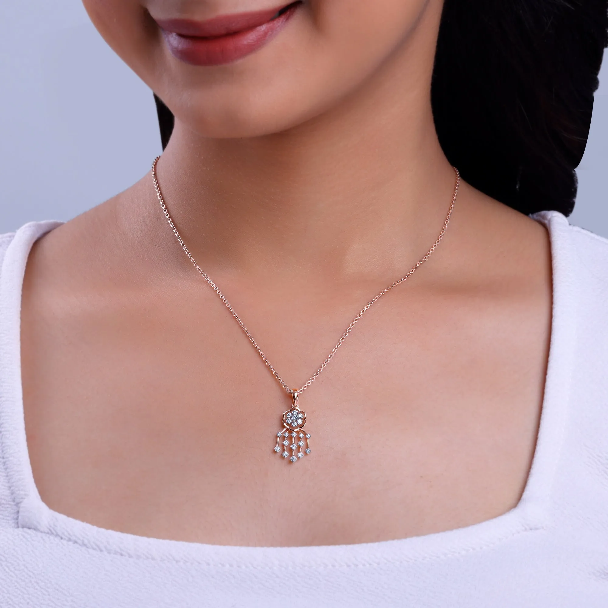 Rose Gold Radiant Bloom Diamond Pendant Giva