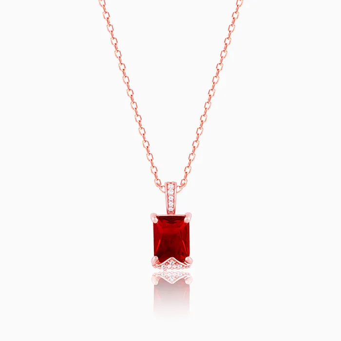 Rose Gold Red Baguette Pendant with Link  Chain Giva