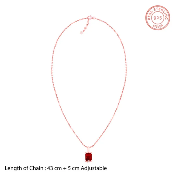 Rose Gold Red Baguette Pendant with Link  Chain Giva