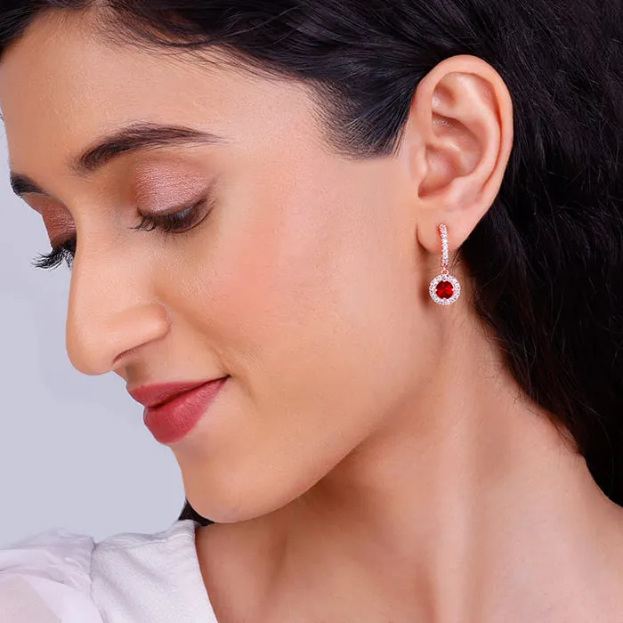 Rose Gold Red Drizzle Drop Earrings Giva