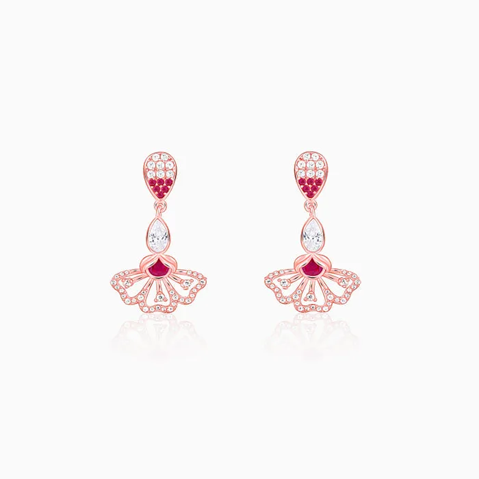 Rose Gold Red Eyebright Dangler Earrings Giva