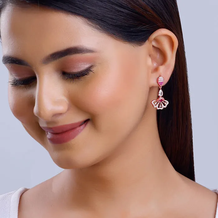 Rose Gold Red Eyebright Dangler Earrings Giva