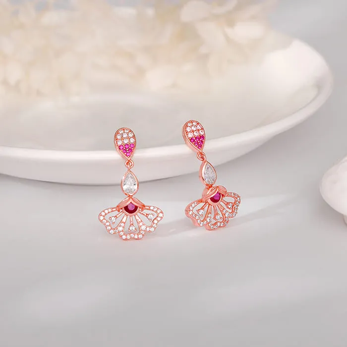 Rose Gold Red Eyebright Dangler Earrings Giva