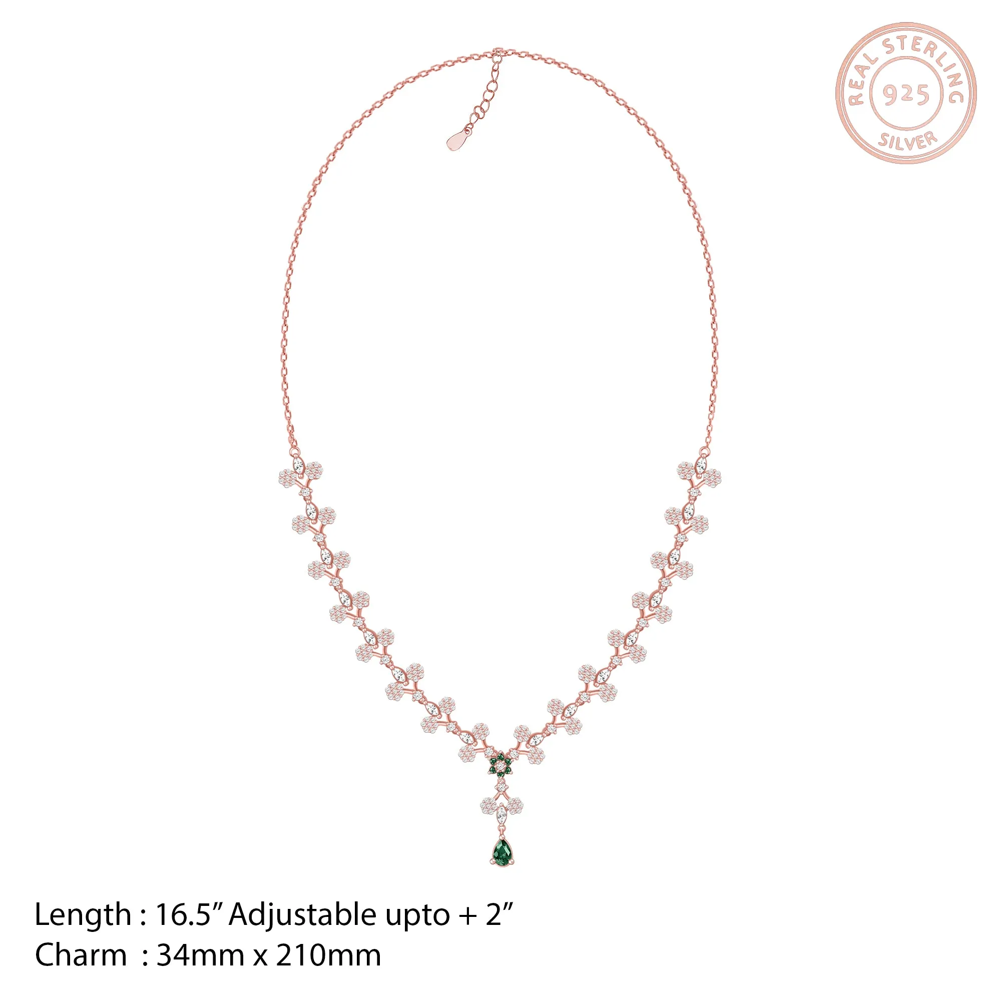 Rose Gold Regal Emerald Drop Necklace Giva