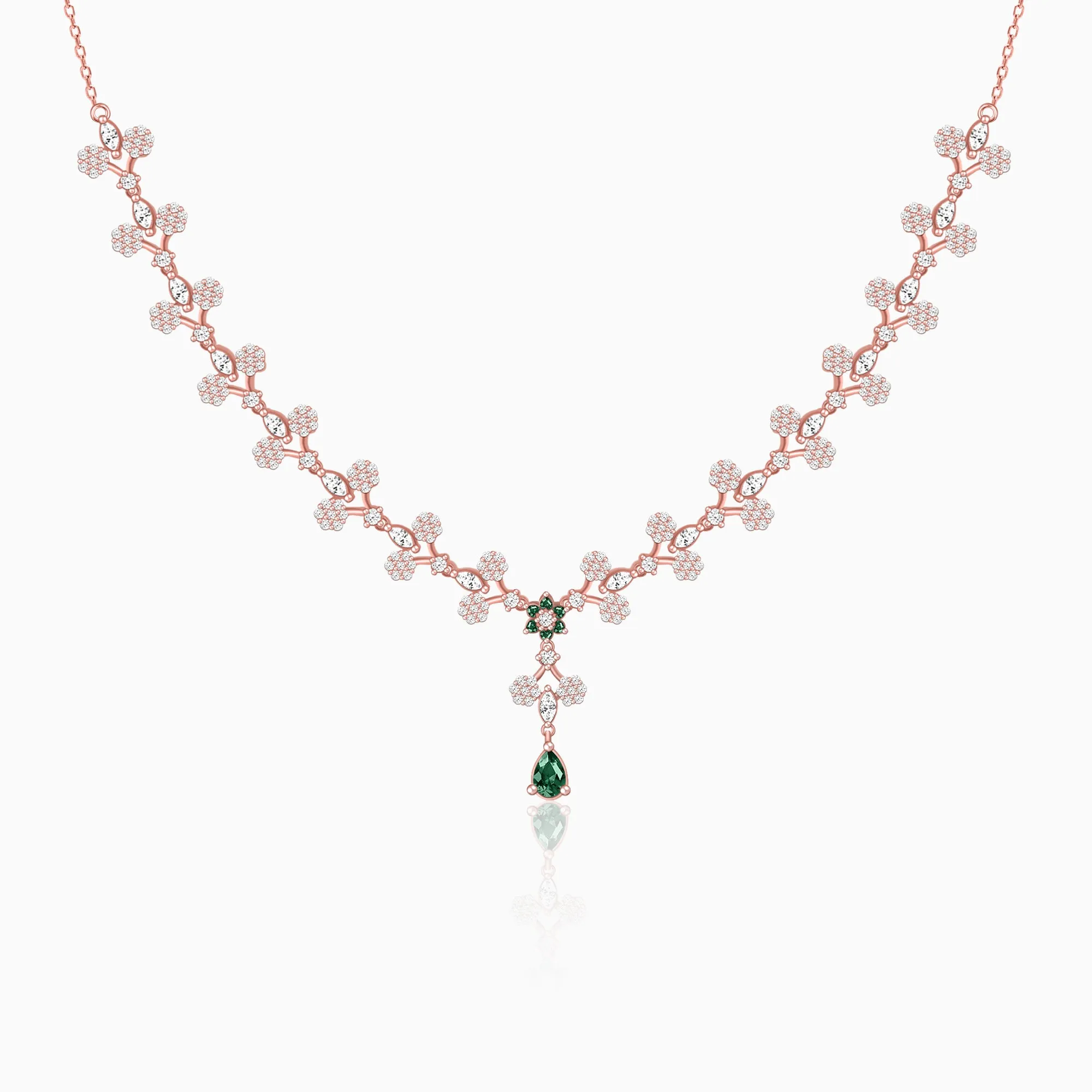 Rose Gold Regal Emerald Drop Necklace Giva