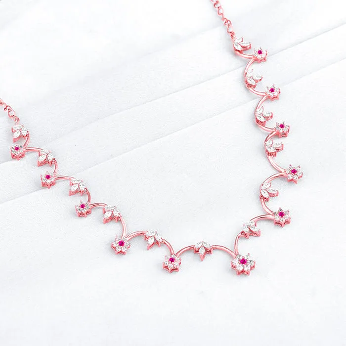 Rose Gold Royal Pink Floral Necklace Giva