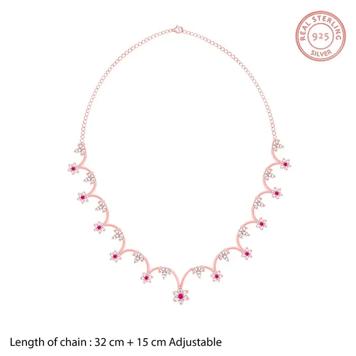 Rose Gold Royal Pink Floral Necklace Giva