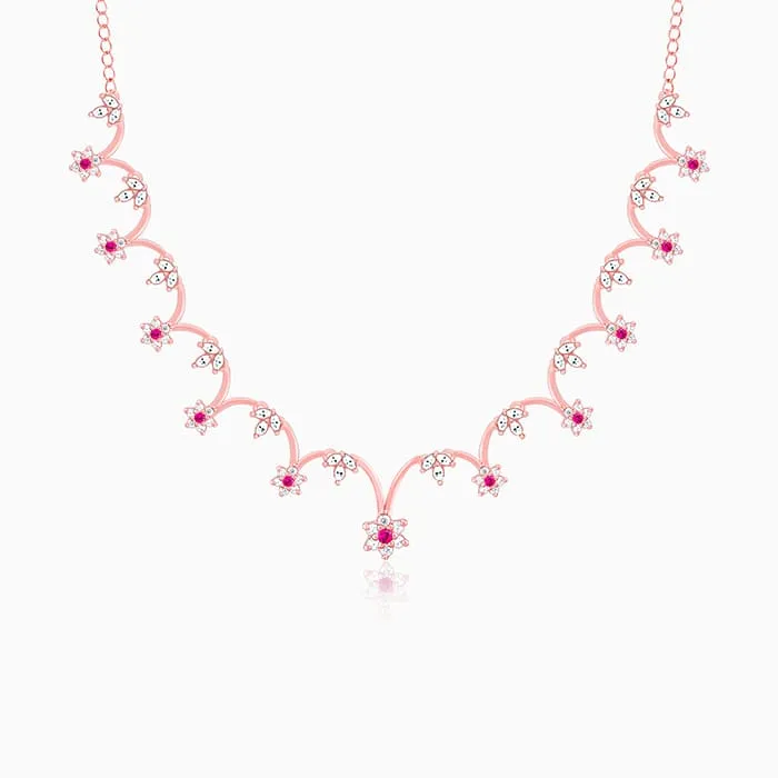 Rose Gold Royal Pink Floral Necklace Giva