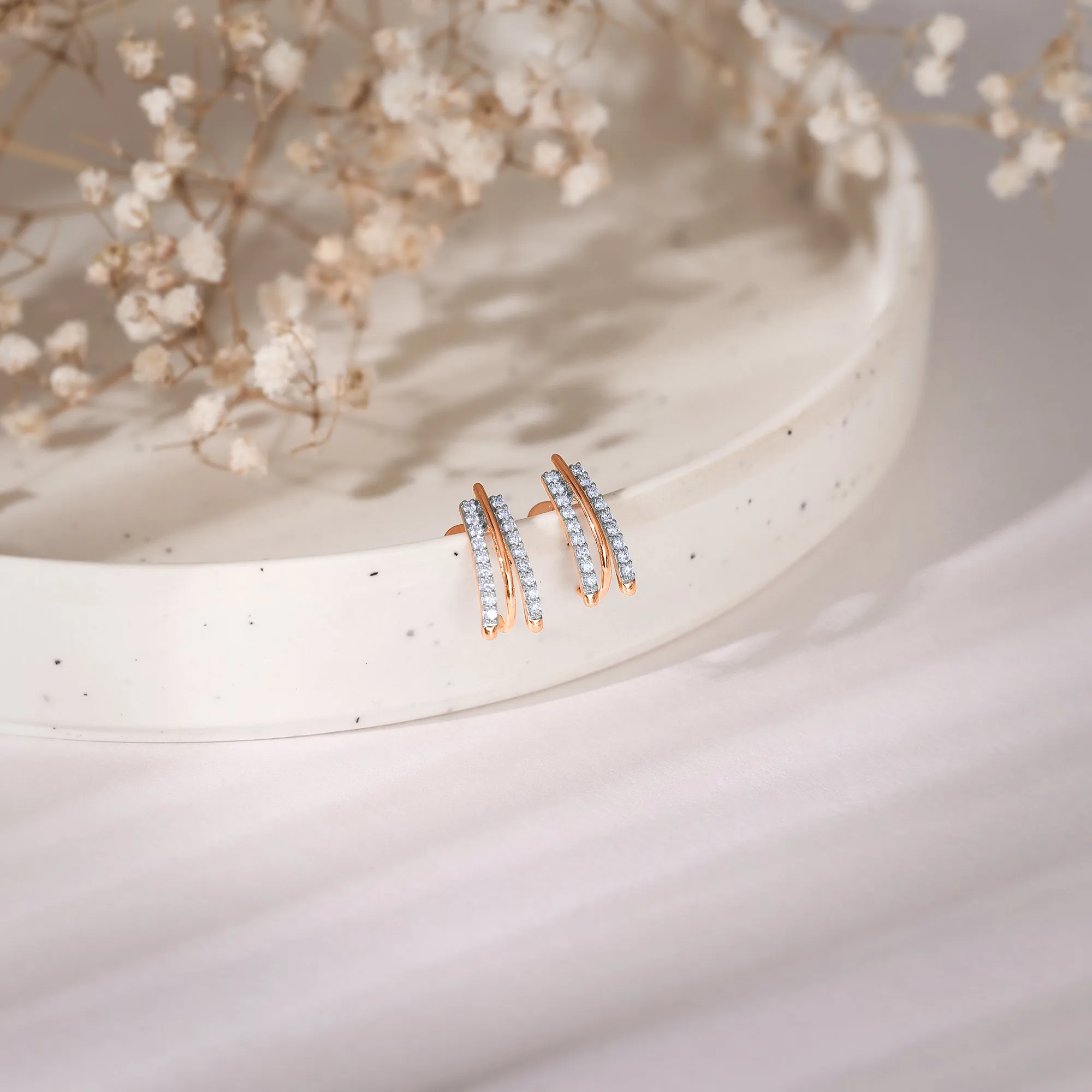 Rose Gold Saga Diamond Earrings Giva