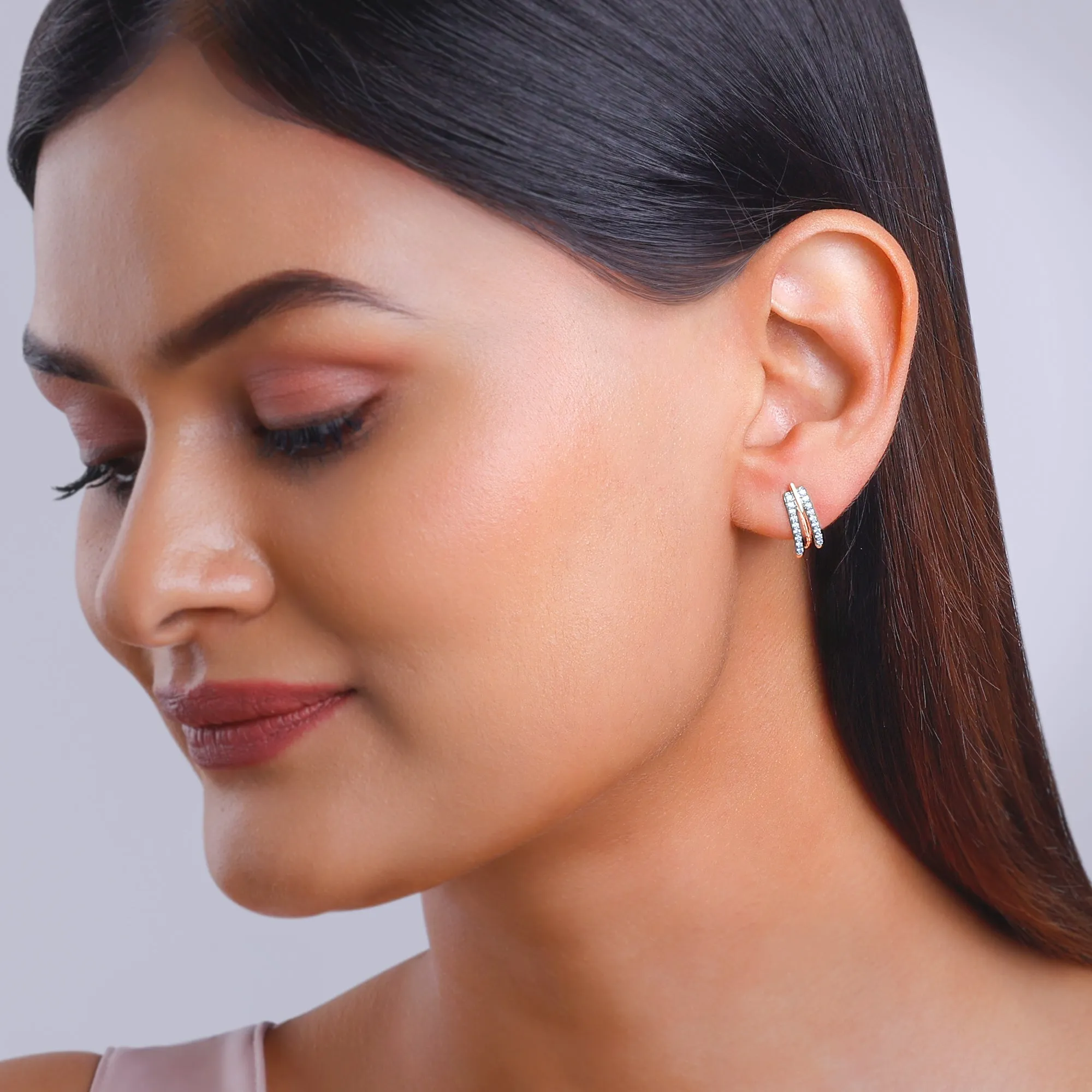 Rose Gold Saga Diamond Earrings Giva