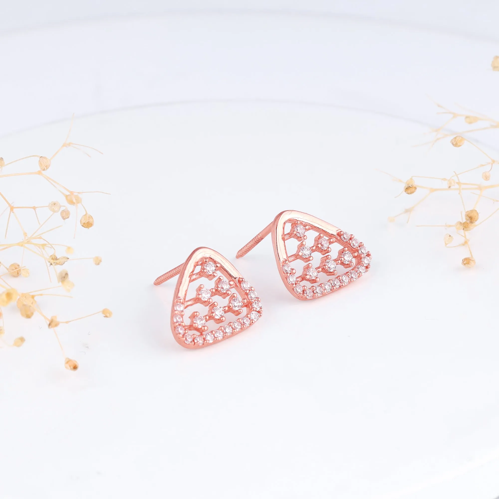 Rose Gold Set-Square Earrings Giva