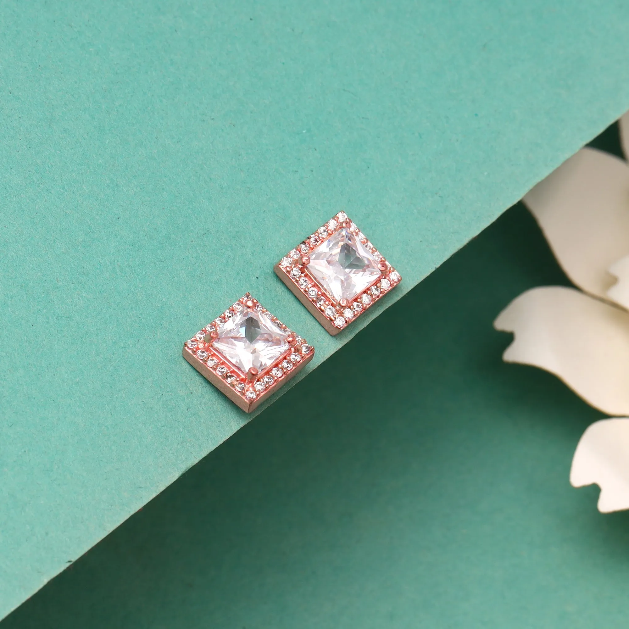 Rose Gold Snow White Studs Giva