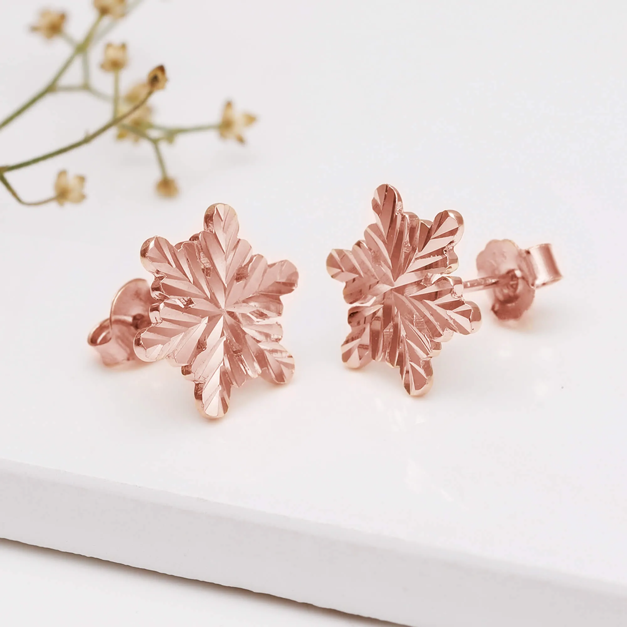Rose Gold Snowflake Stud Earrings Giva