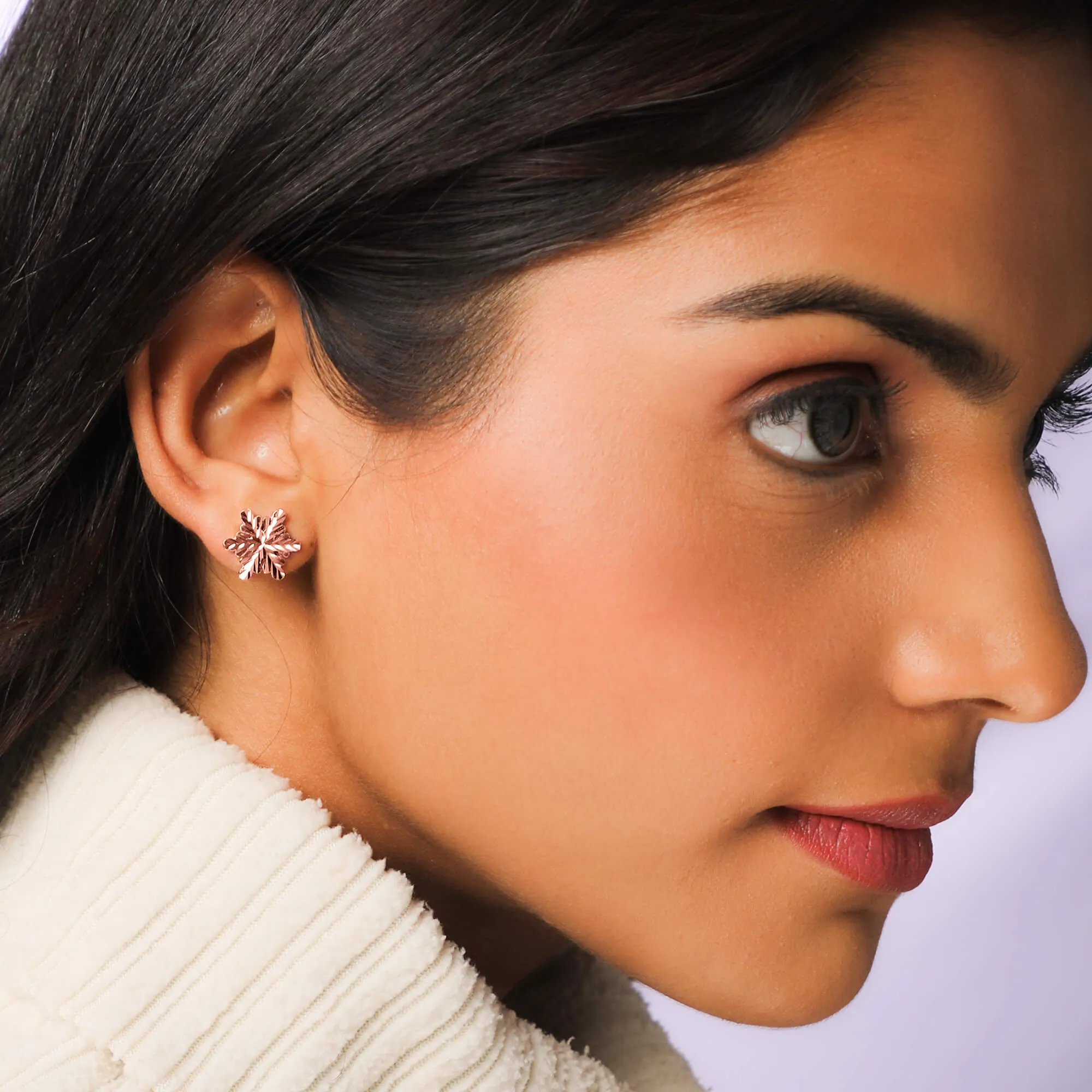 Rose Gold Snowflake Stud Earrings Giva