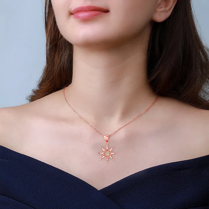 Rose Gold Solar Flare Pendant with Link Chain Giva