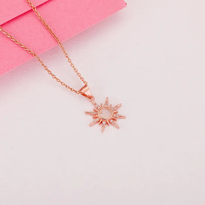 Rose Gold Solar Flare Pendant with Link Chain Giva