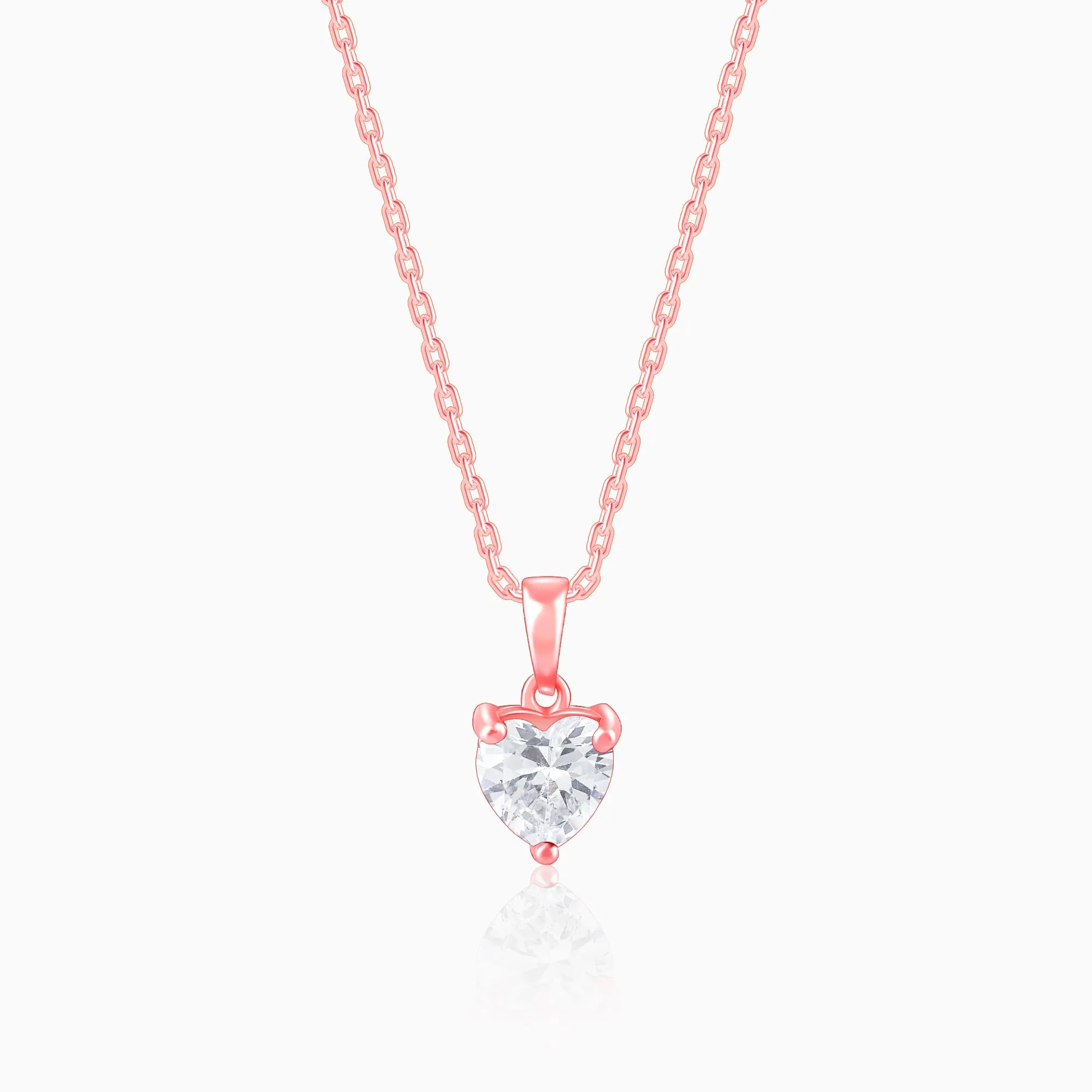 Rose Gold Solitaire Heart Pendant With Link Chain Giva