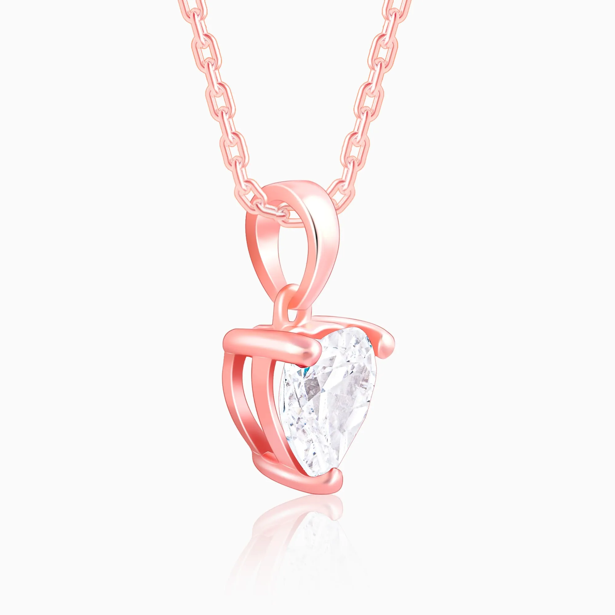 Rose Gold Solitaire Heart Pendant With Link Chain Giva