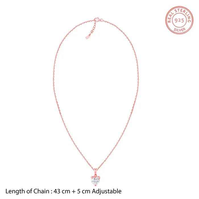 Rose Gold Solitaire Heart Pendant With Link Chain Giva
