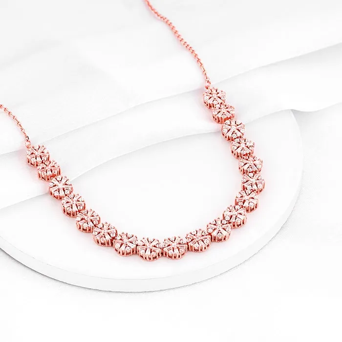 Rose Gold Studded Flower Necklace Giva