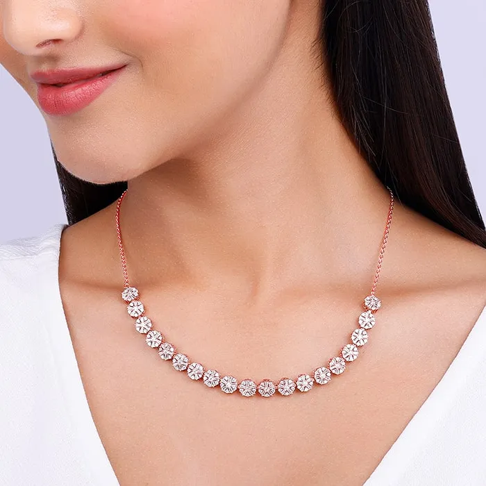 Rose Gold Studded Flower Necklace Giva