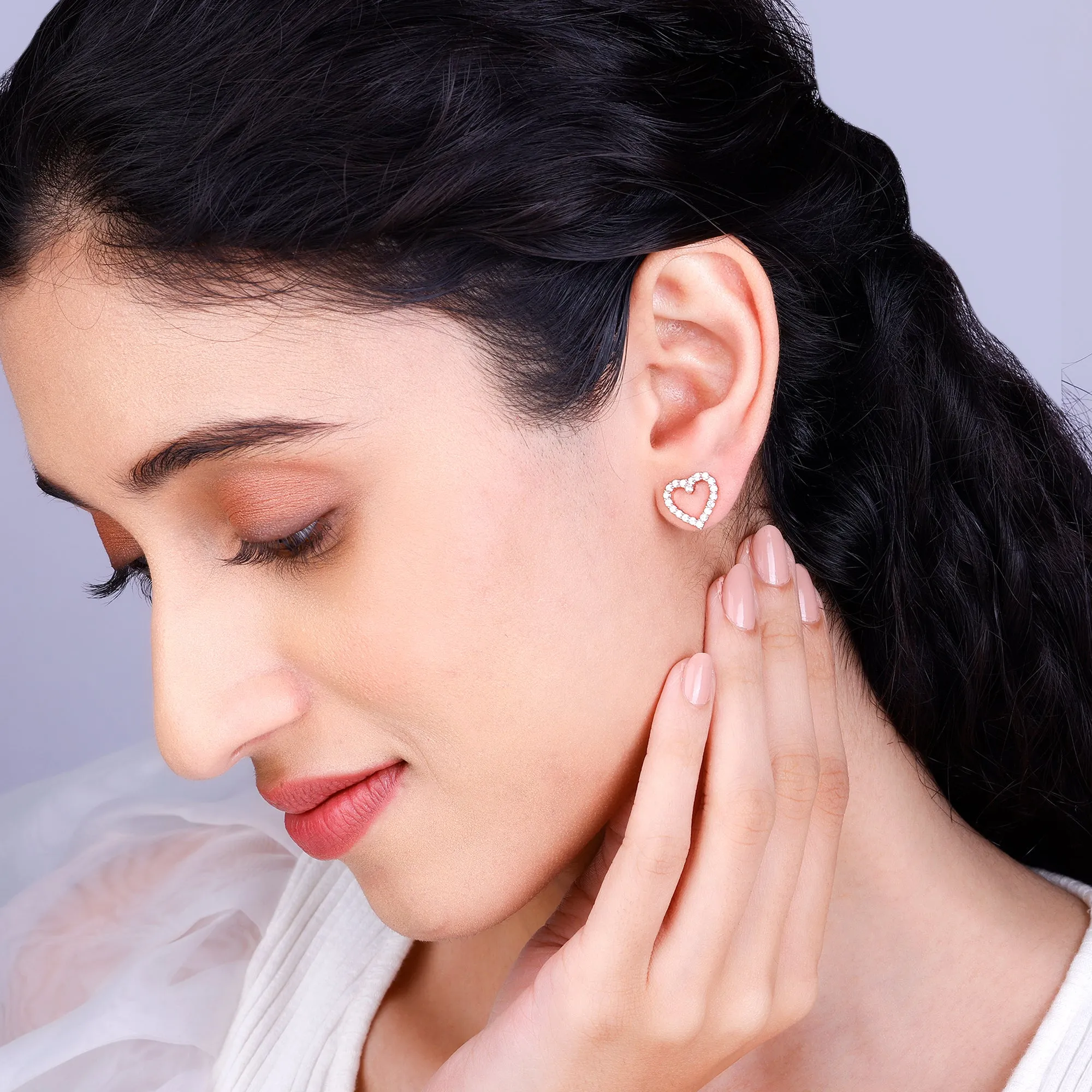 Rose Gold Studded Heart Earrings Giva
