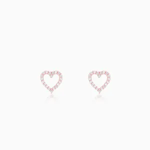 Rose Gold Studded Heart Earrings Giva