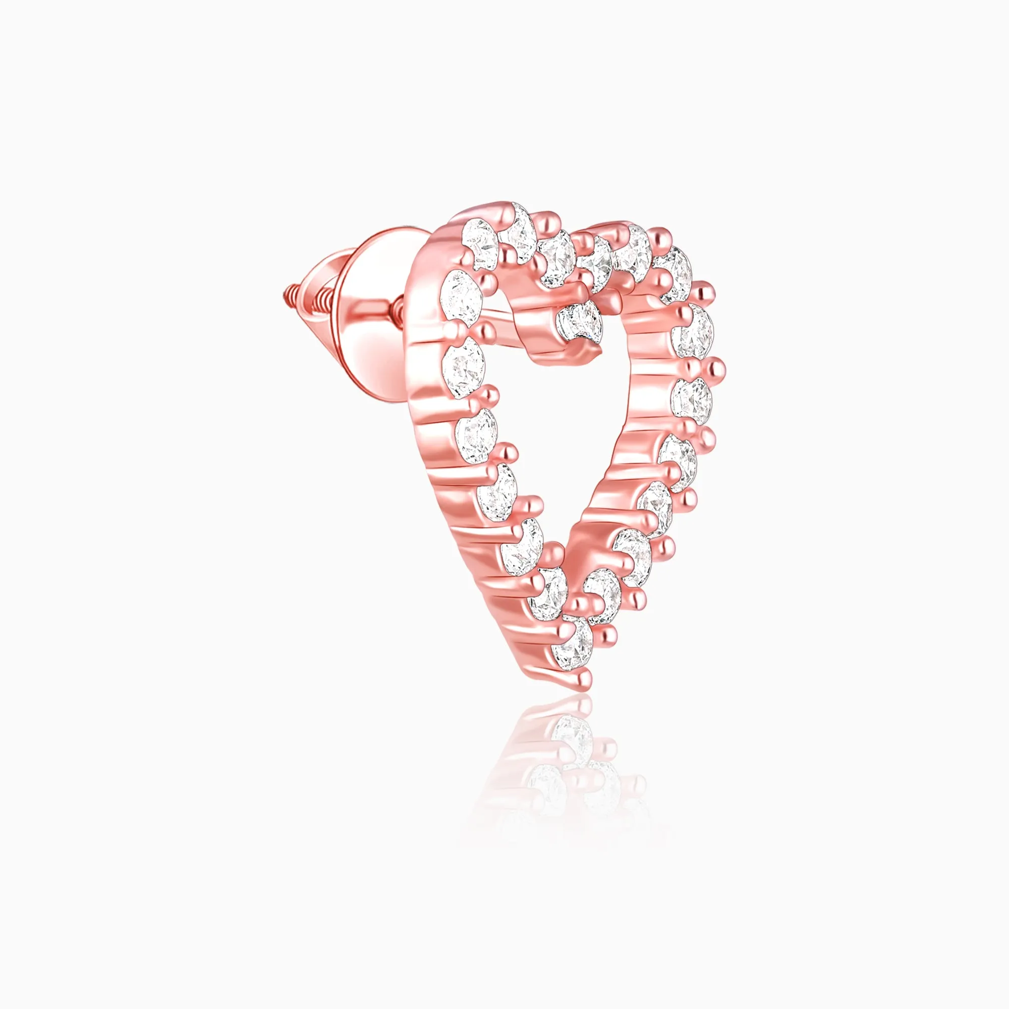Rose Gold Studded Heart Earrings Giva