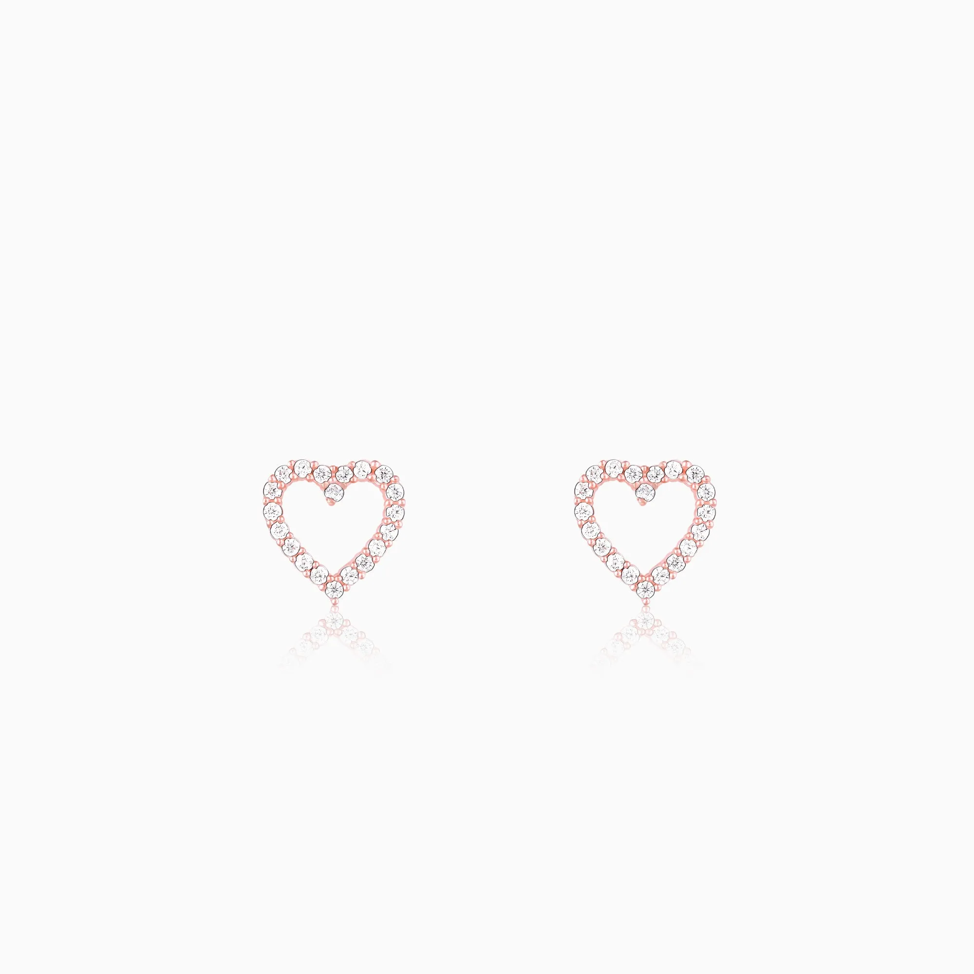 Rose Gold Studded Heart Earrings Giva