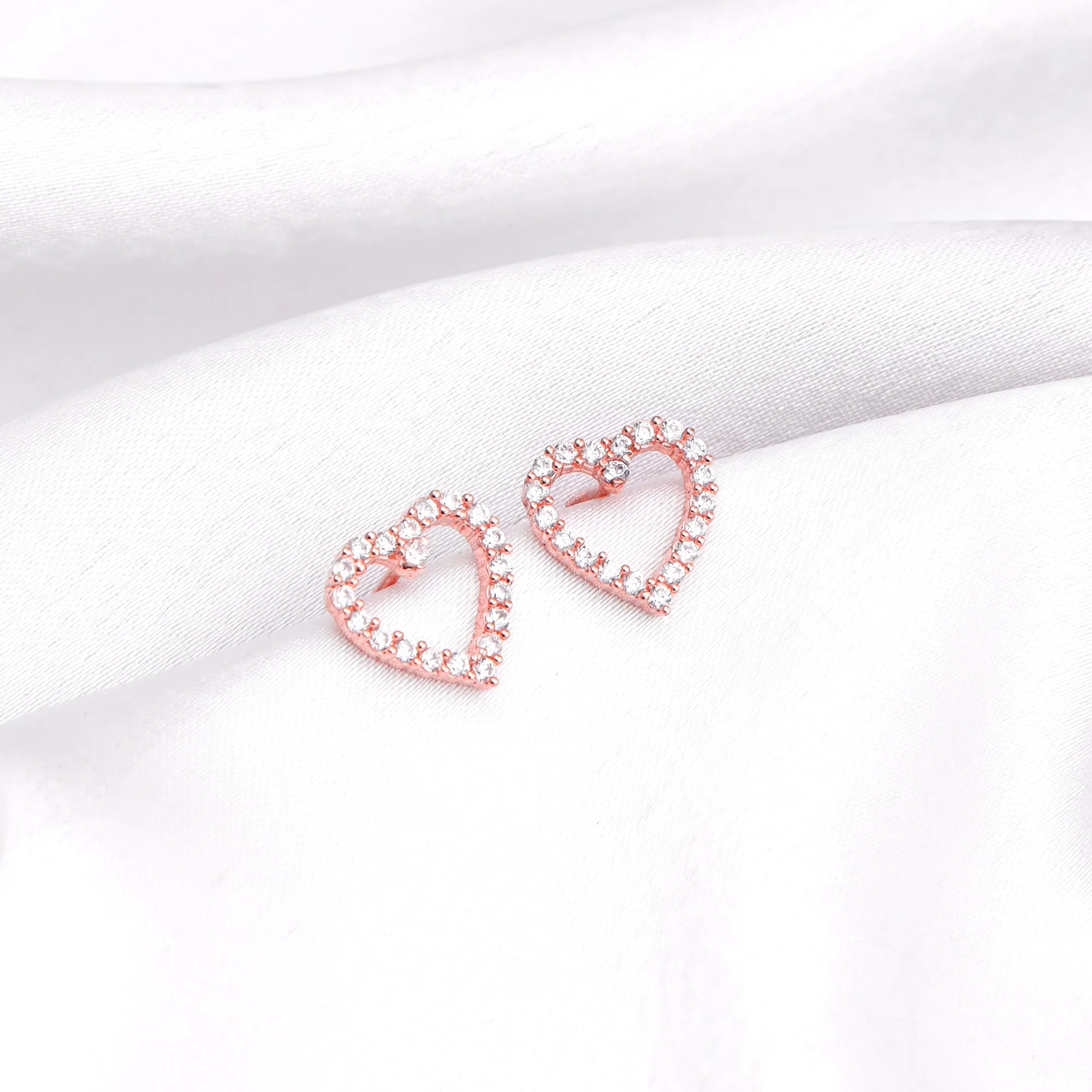 Rose Gold Studded Heart Earrings Giva