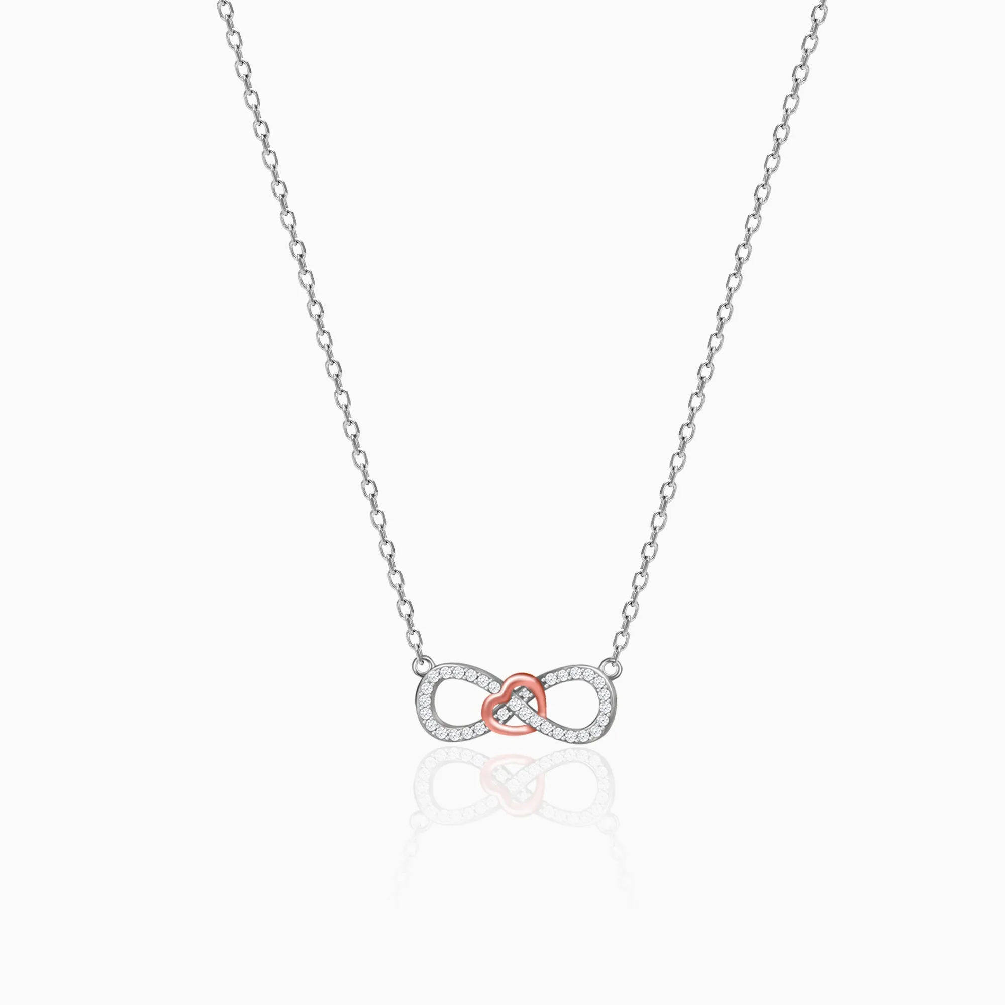 Rose Gold Studded Infinity Heart Pendant Giva