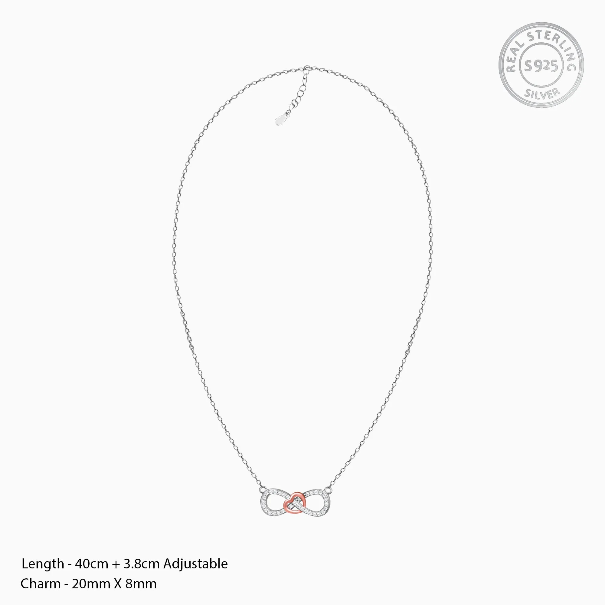 Rose Gold Studded Infinity Heart Pendant Giva