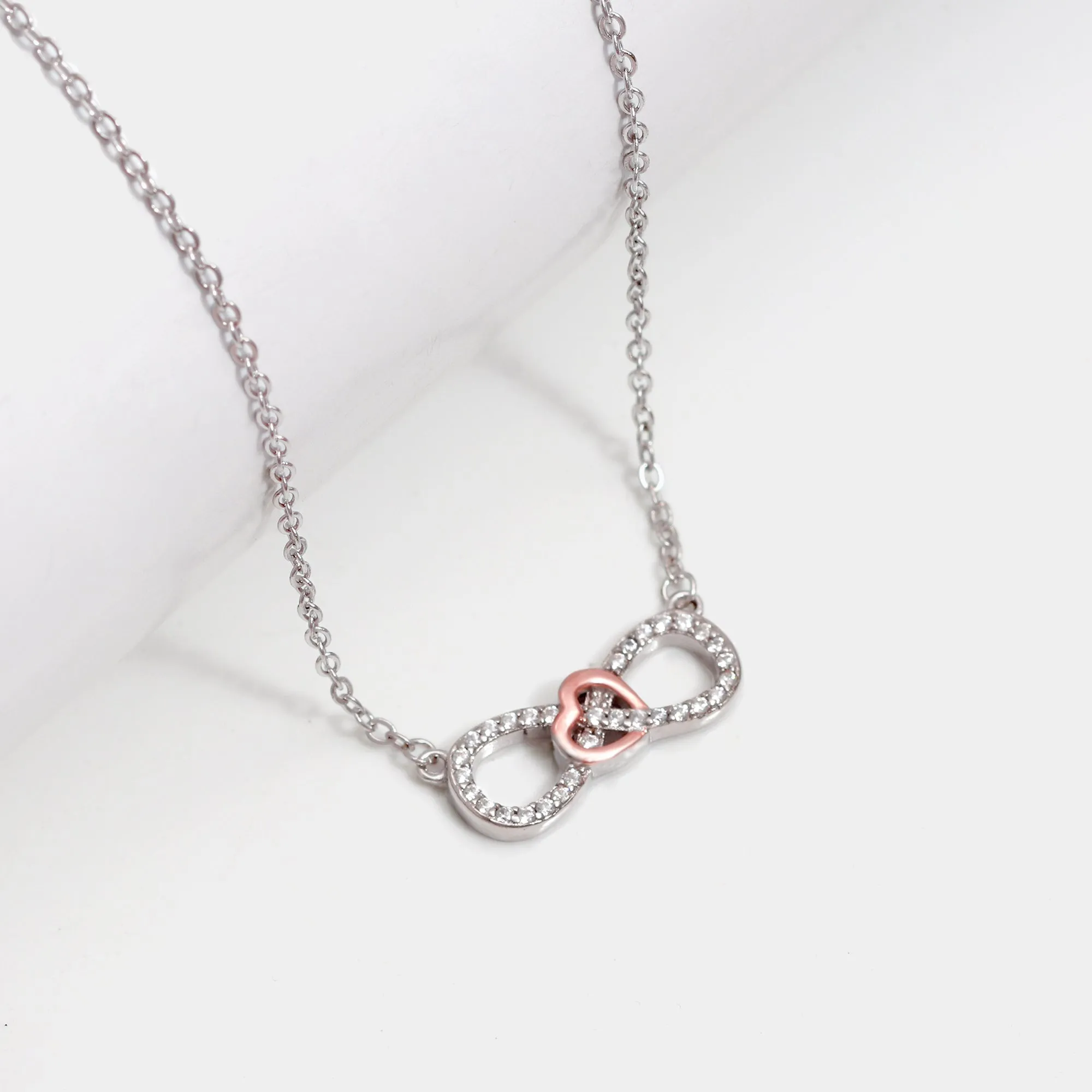 Rose Gold Studded Infinity Heart Pendant Giva
