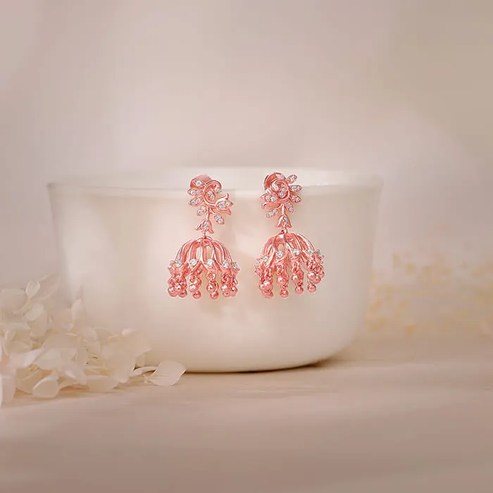 Rose Gold Sundar Mor Jhumki Giva