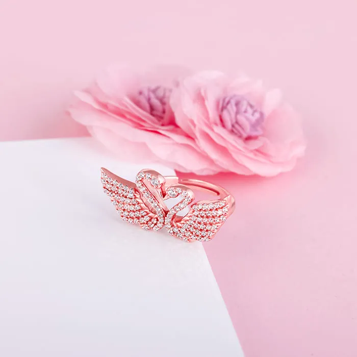 Rose Gold Swan Love Ring Giva