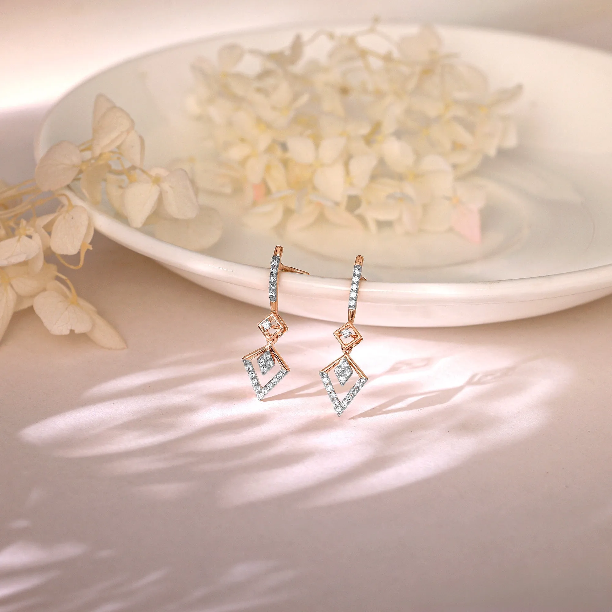 Rose Gold Swanky Diamond Earrings Giva