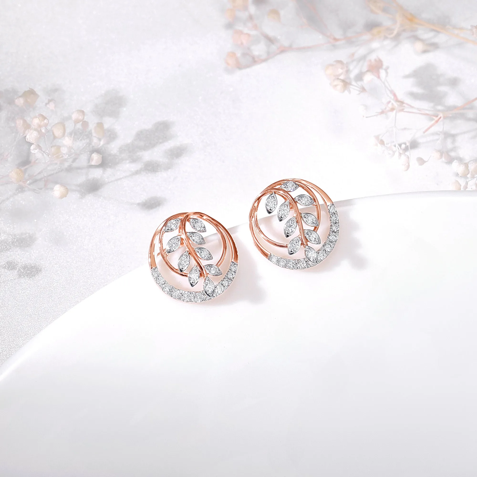 Rose Gold Sweet Alyssum Diamond Earrings Giva
