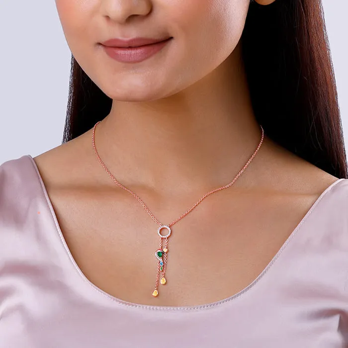Rose Gold Swinging Bird Pendant with Link Chain Giva