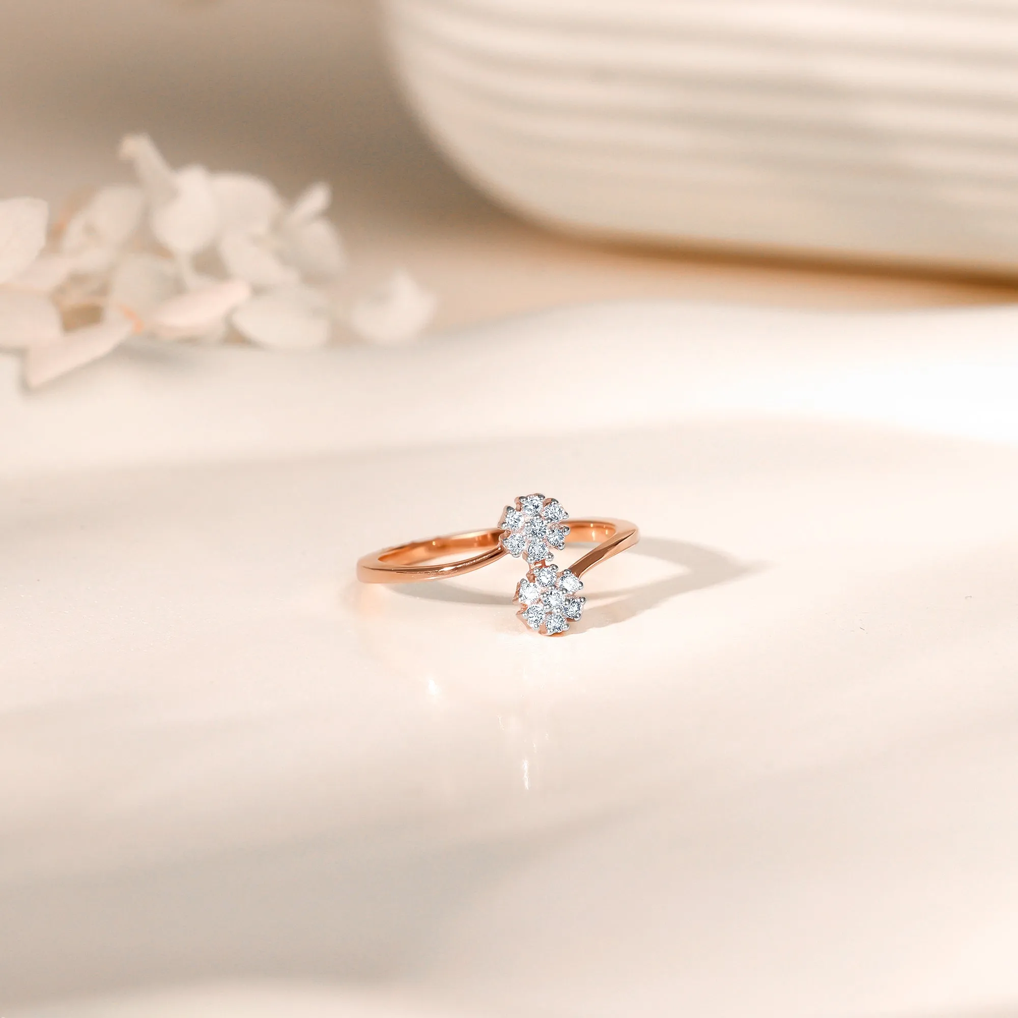 Rose Gold Twain Bouquet Diamond Ring Giva