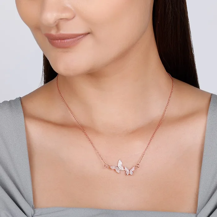 Rose Gold Wavering Wings Necklace Giva