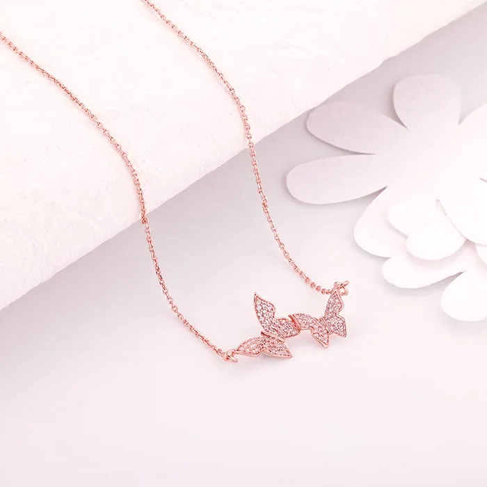 Rose Gold Wavering Wings Necklace Giva