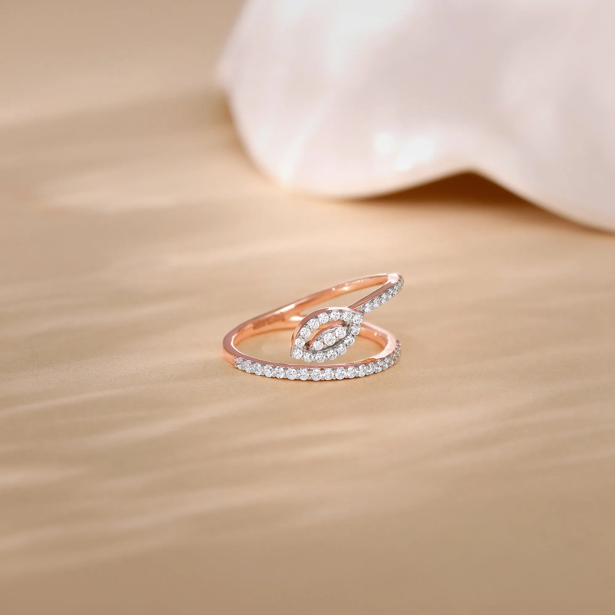 Rose Gold Wavy Bud Diamond Ring Giva