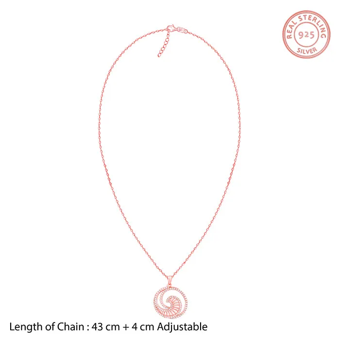 Rose Gold Whirpool Pendant With Link Chain Giva