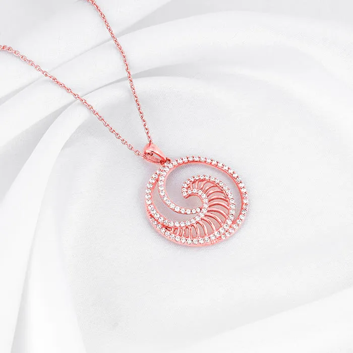 Rose Gold Whirpool Pendant With Link Chain Giva